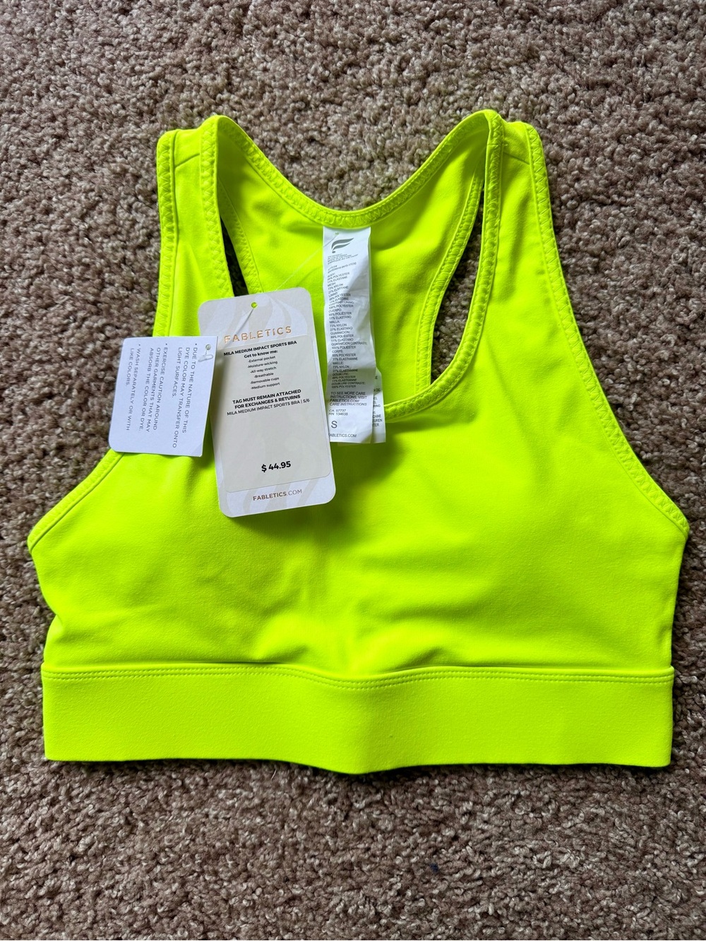 Fabletics Neon Green Sports Bra - Picture 3 of 4